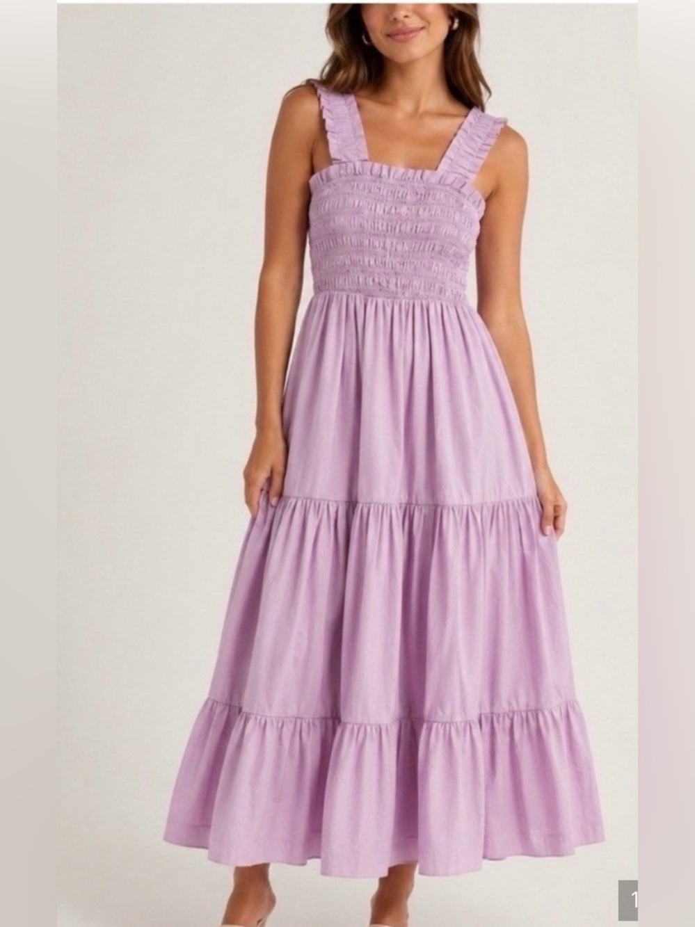 Abercrombie & Fitch Lavender Smocked Tiered Maxi Dress